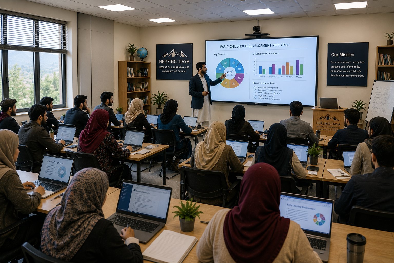 Inside the Herzing-Daya Research and Learning Hub at the University of Chitral.