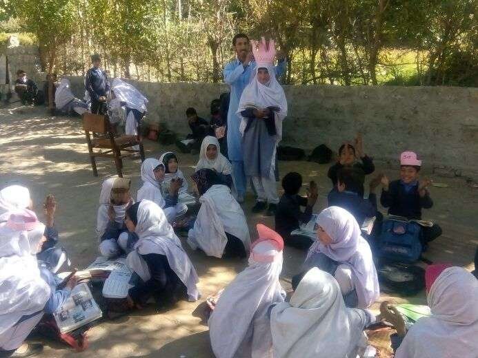 Secondary scholarship students studying together in Chitral.